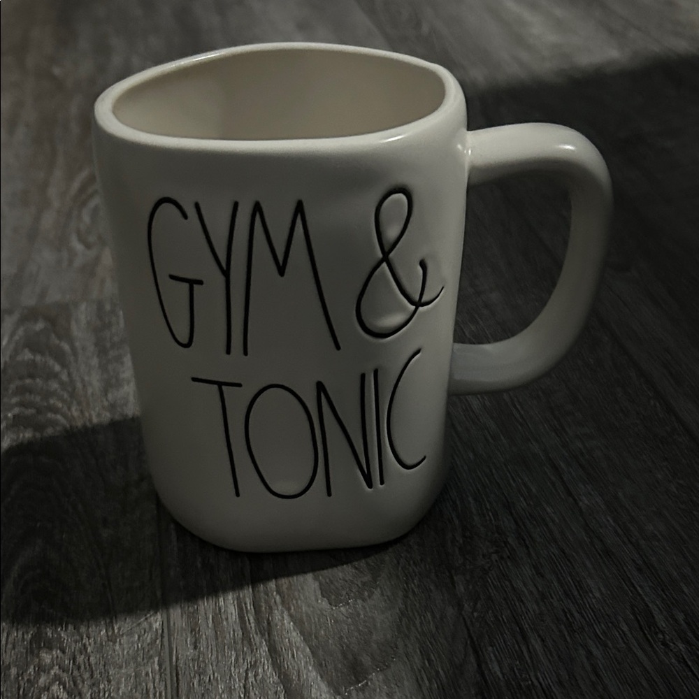Rae Dunn Cream Mug - Gym & Tonic Design